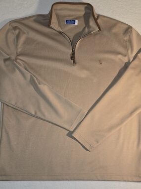 Southern Casanova  Performance Quarter Zip Pullover Size L Tan/Brown